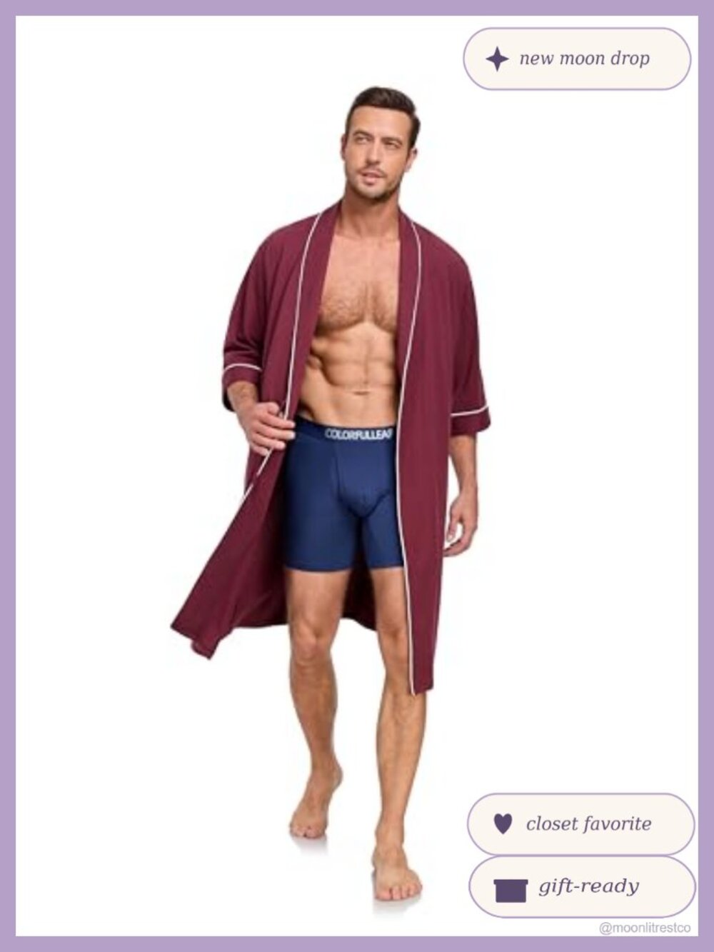 Men's 100% Cotton Lightweight Short Bathrobe V-Neck Robe